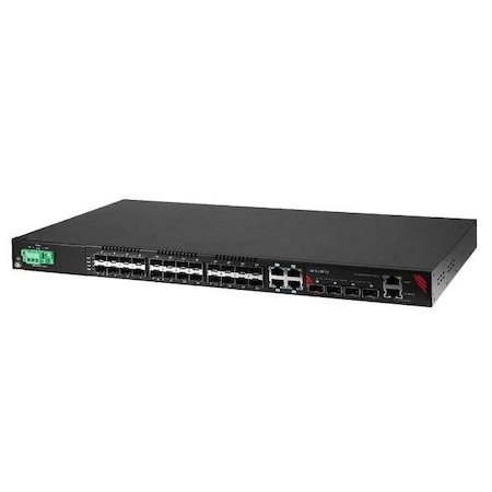 Antaira 32-Port Industrial Gigabit Managed Ethernet Switch, with 4-10/100/1000 RJ45 Ports, 24-100/1000 SFP S LMX-3228G-10G-SFP-DC